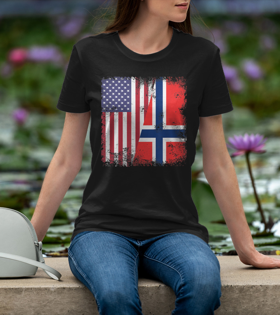 USA Norway Half Flag T-Shirt