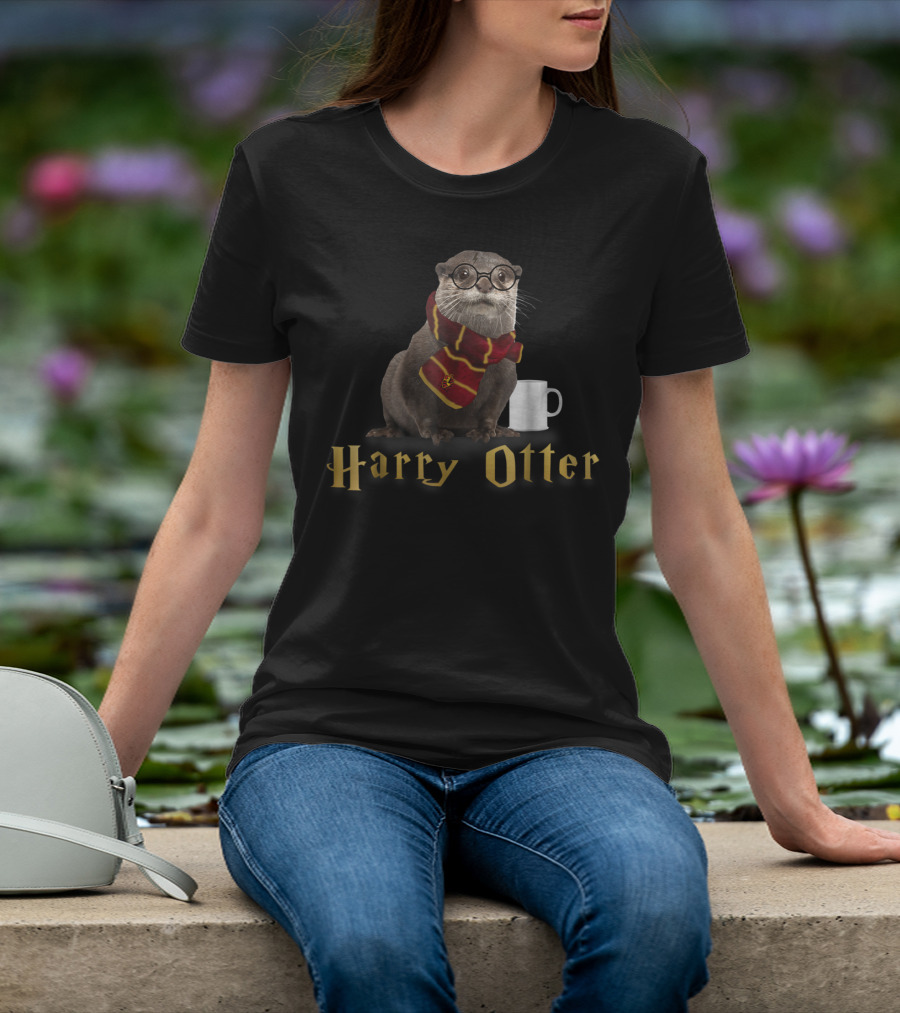 Harry Otter Magic Mug In Gryffindor Scarf T-Shirt