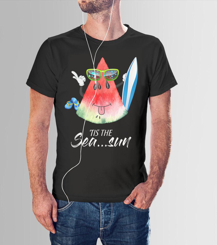 Tis The Sea Sun Melon Christmas Tree Summer Fun T-Shirt