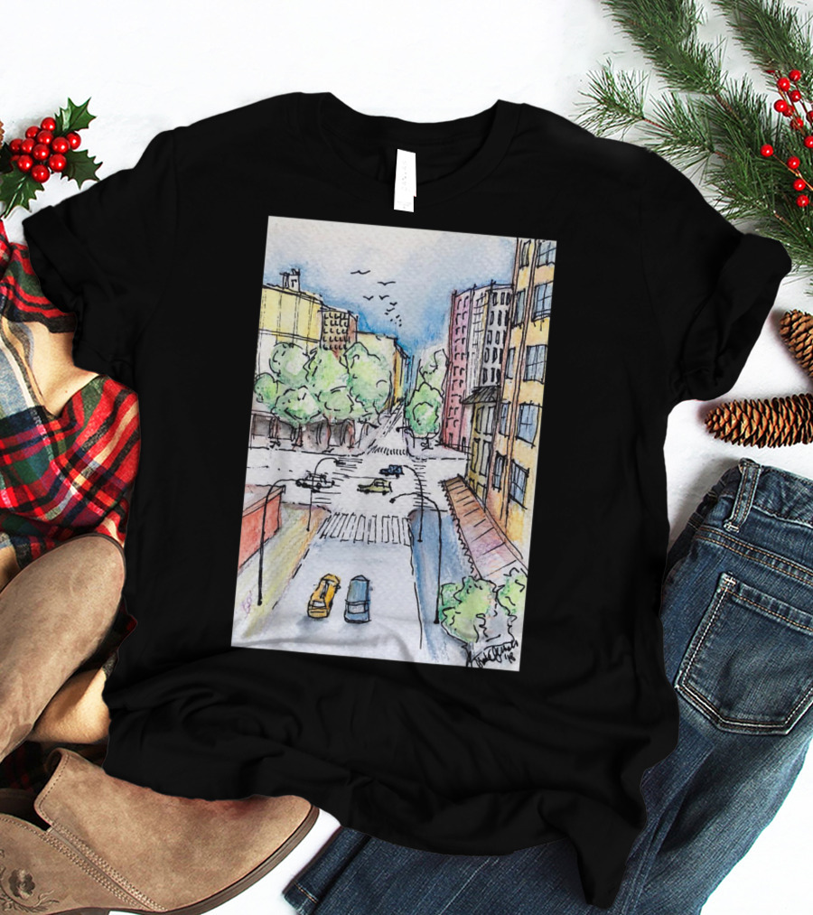New York City Urban Street View From The Highline With Cars And Buildings T-Shirt