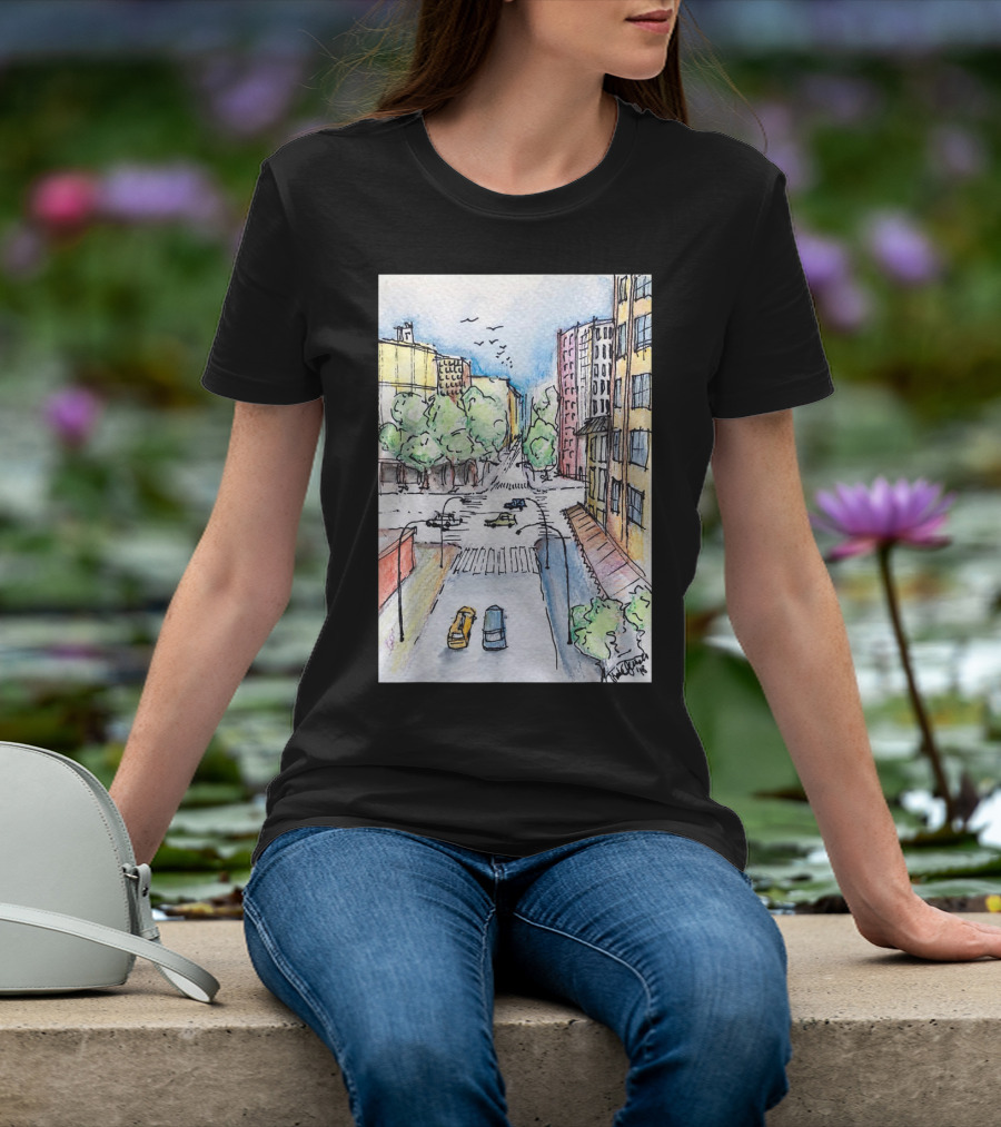 New York City Urban Street View From The Highline With Cars And Buildings T-Shirt