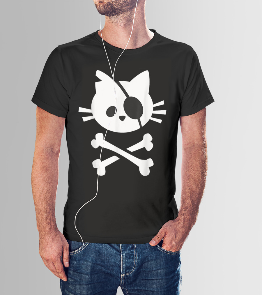 Pirate Cat Skull Crossbones T-Shirt