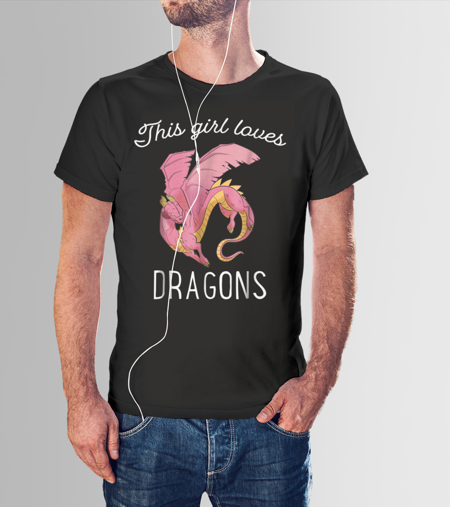 This Girl Loves Dragons Cute Pink Flying Dragon T-Shirt