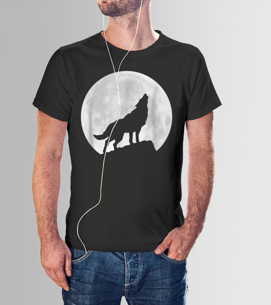 Wolf Howling At Full Moon Spirit Animal T-Shirt