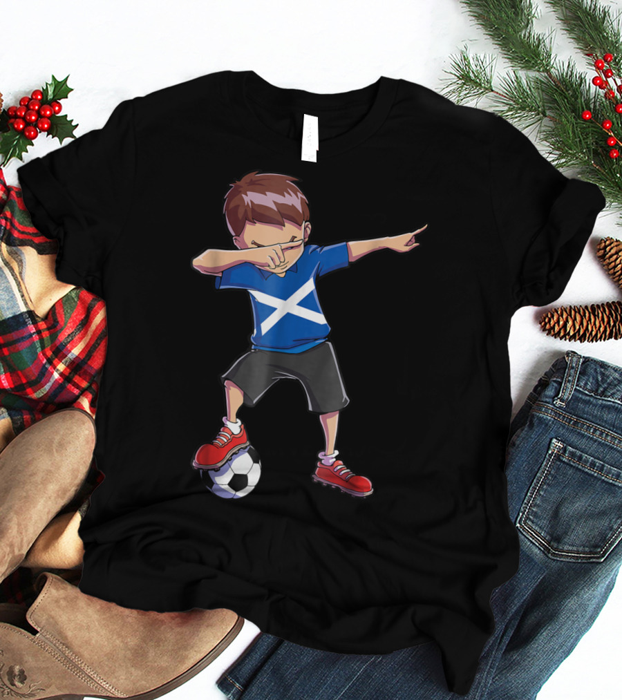 Dabbing Soccer Boys Scottish Flag Football Scotland T-Shirt