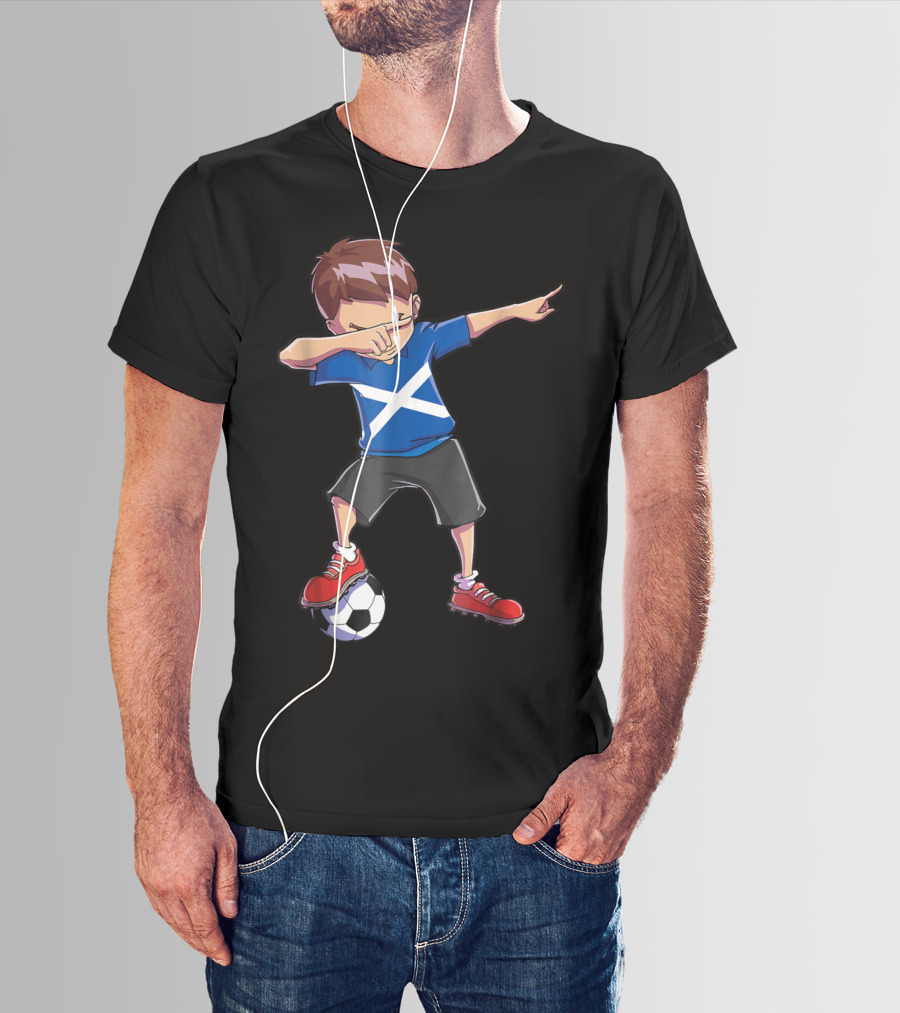 Dabbing Soccer Boys Scottish Flag Football Scotland T-Shirt