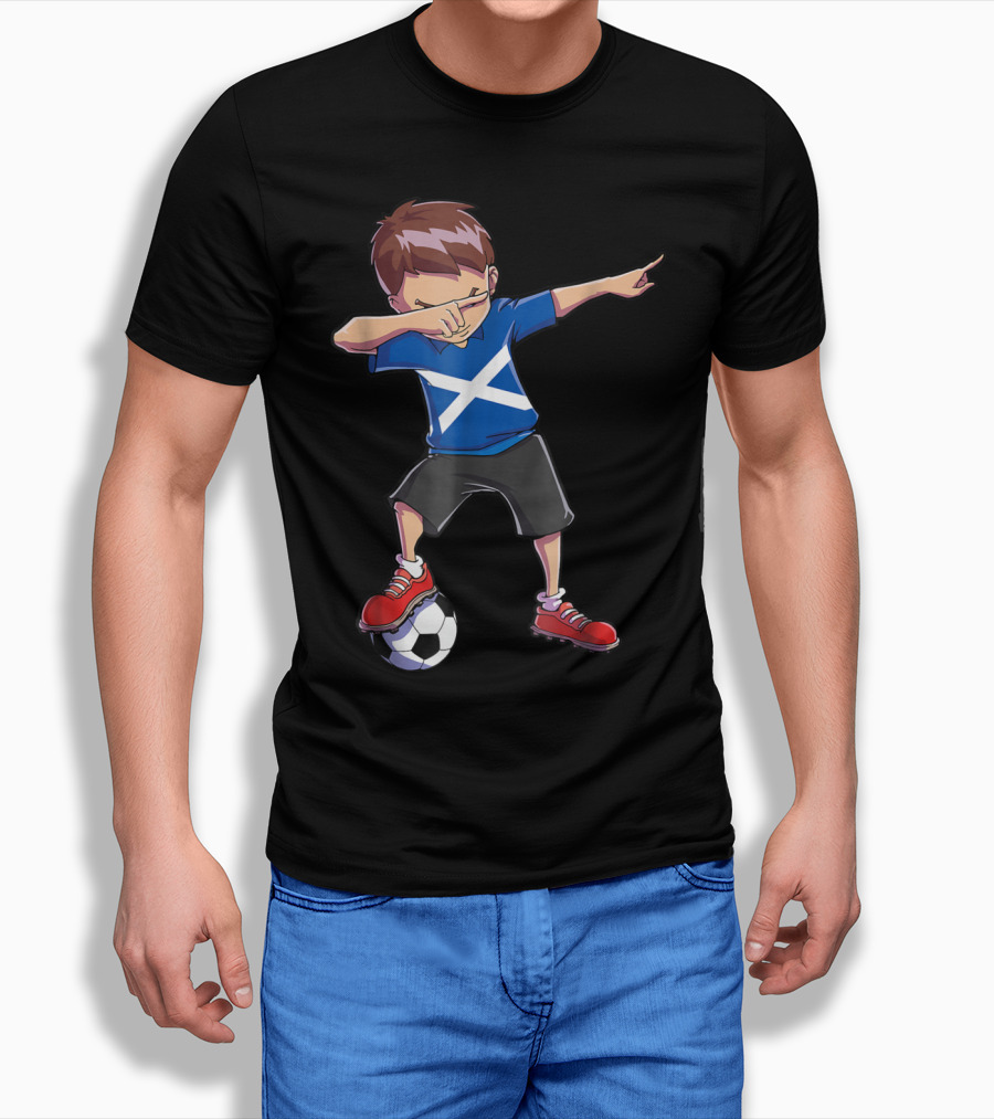 Dabbing Soccer Boys Scottish Flag Football Scotland T-Shirt