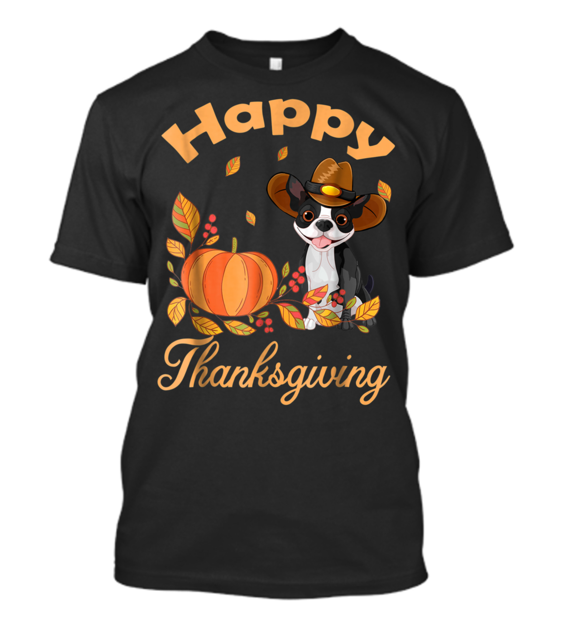 Happy Thanksgiving Boston Terriers Pilgrim T-Shirt