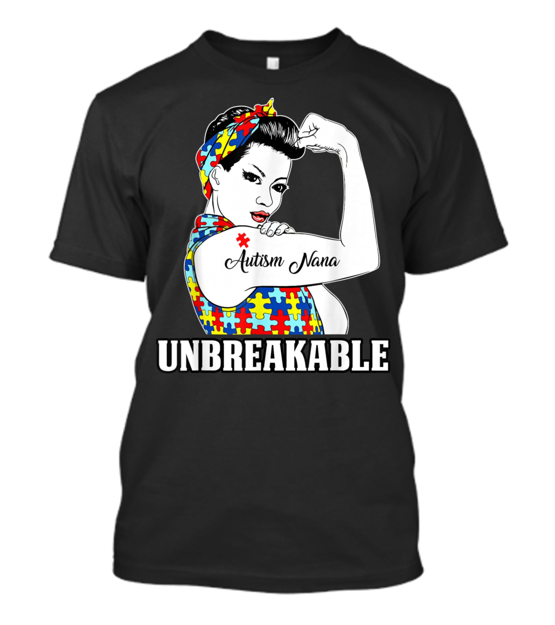 Unbreakable Autism Nana Awareness Women Iconic Puzzle T-Shirt
