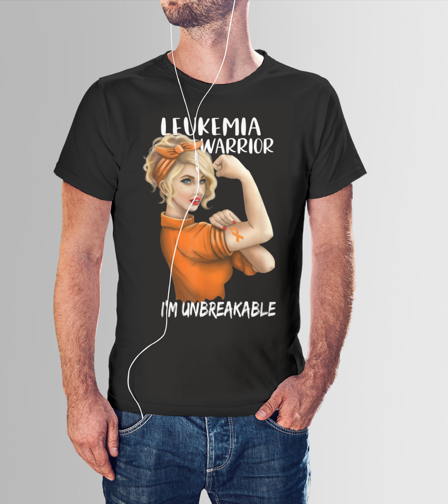 Leukemia Warrior Orange Ribbon I'm Unbreakable T-Shirt