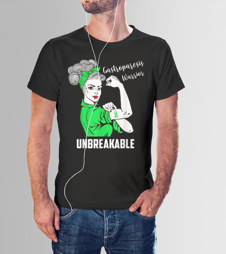 Gastroparesis Warrior Unbreakable Awareness Ribbon Strength T-Shirt