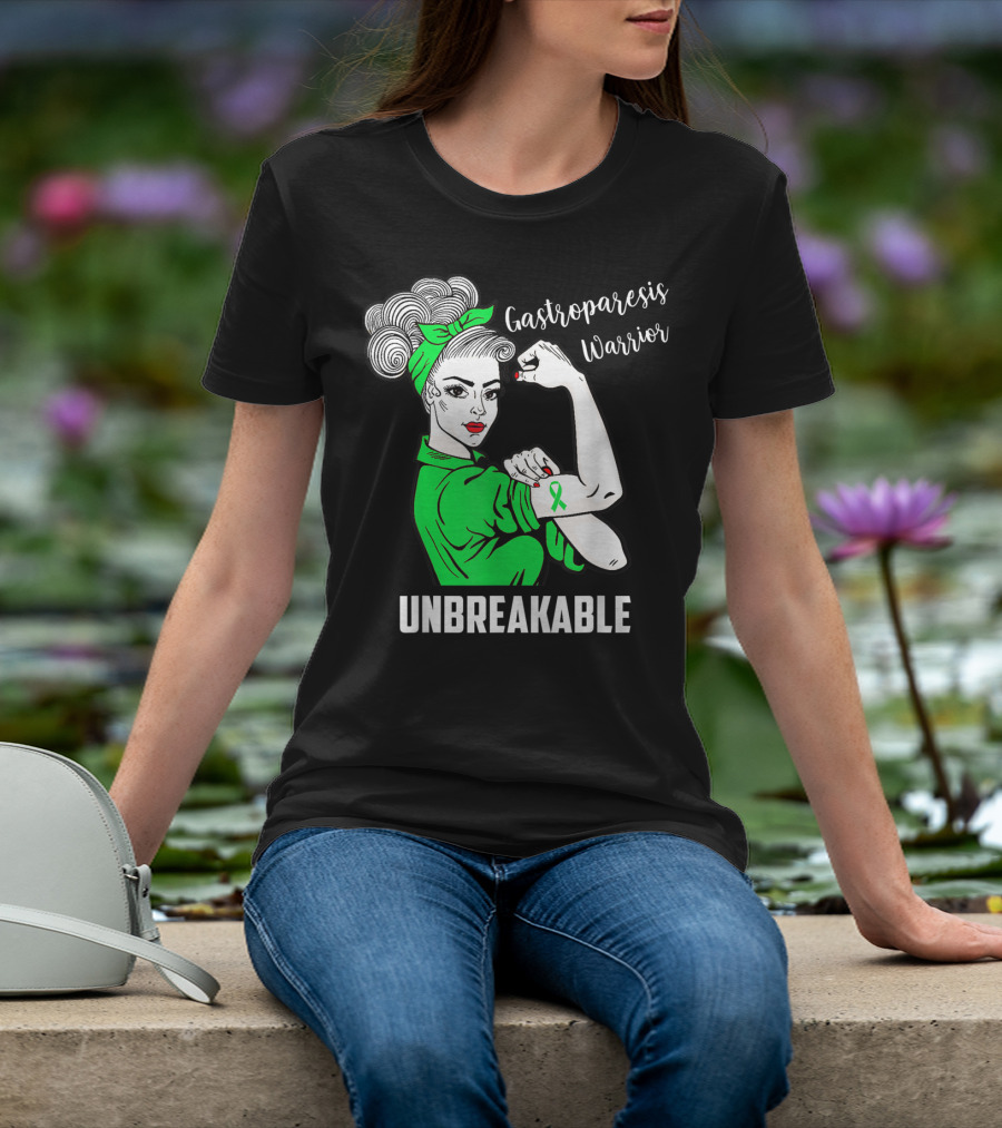Gastroparesis Warrior Unbreakable Awareness Ribbon Strength T-Shirt