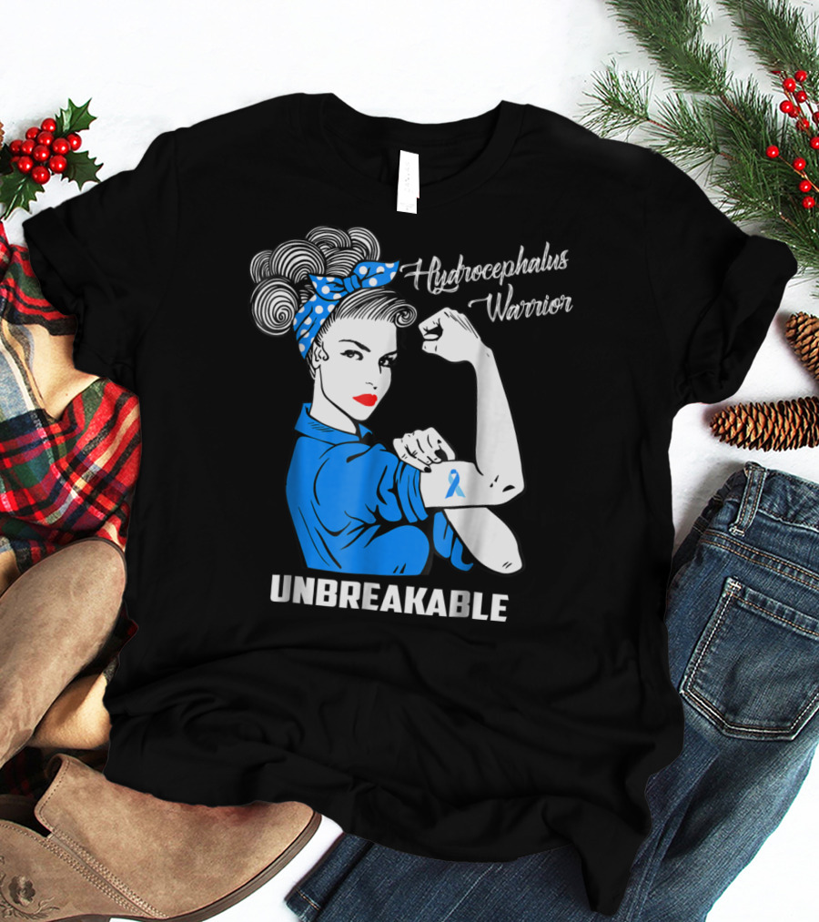 Hydrocephalus Warrior Unbreakable Awareness VB Rosie The Riveter Iconic T-Shirt