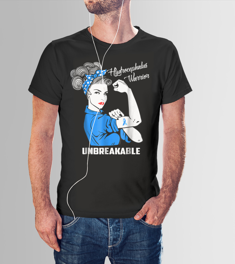 Hydrocephalus Warrior Unbreakable Awareness VB Rosie The Riveter Iconic T-Shirt