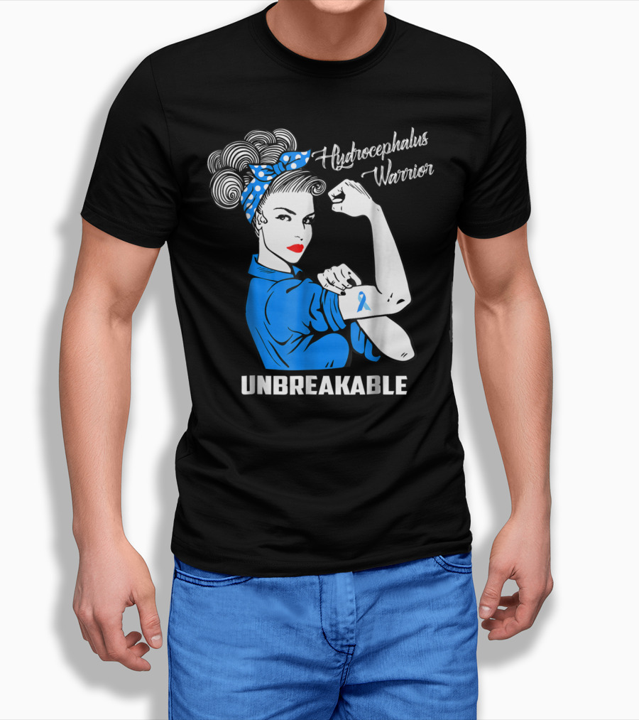 Hydrocephalus Warrior Unbreakable Awareness VB Rosie The Riveter Iconic T-Shirt