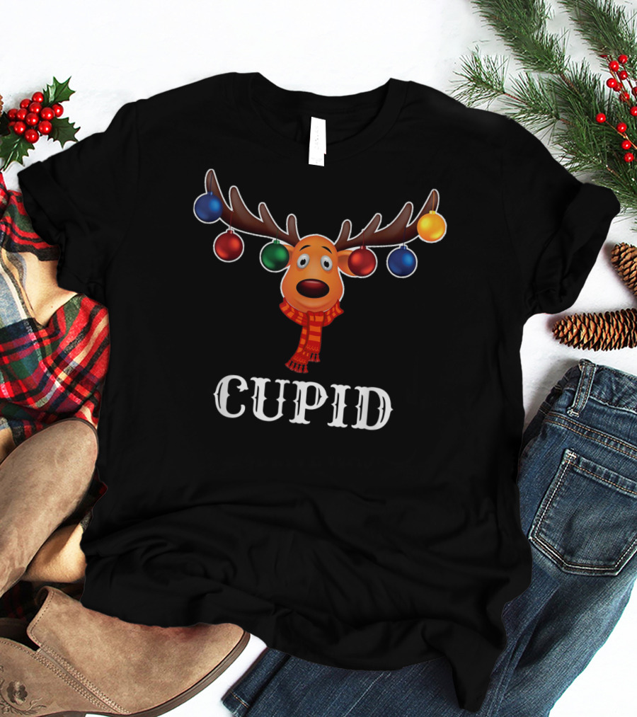 Cupid Reindeer Christmas Lights Holiday Humor T-Shirt