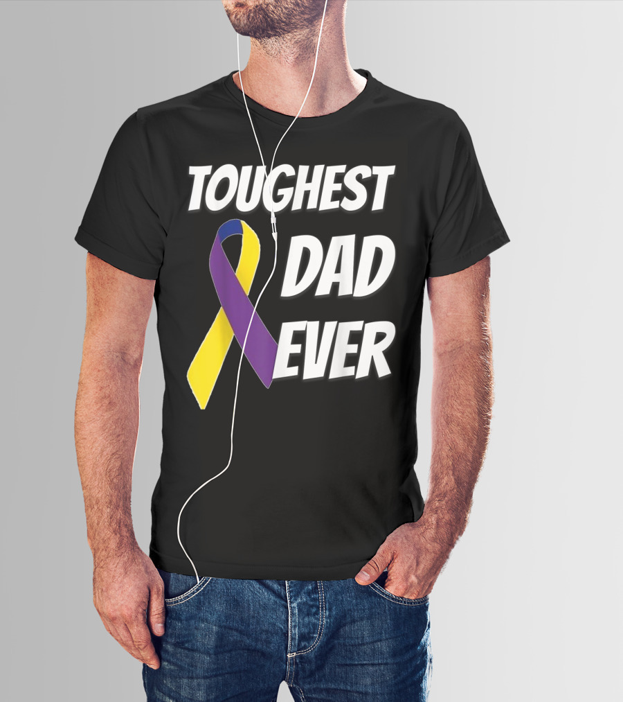 Toughest Dad Ever Bladder Cancer Yellow Ribbon Awareness T-Shirt
