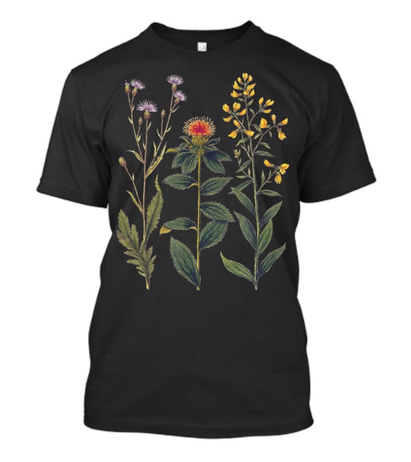 Elegant Botanical Antique Wildflowers Naturalistic T-Shirt
