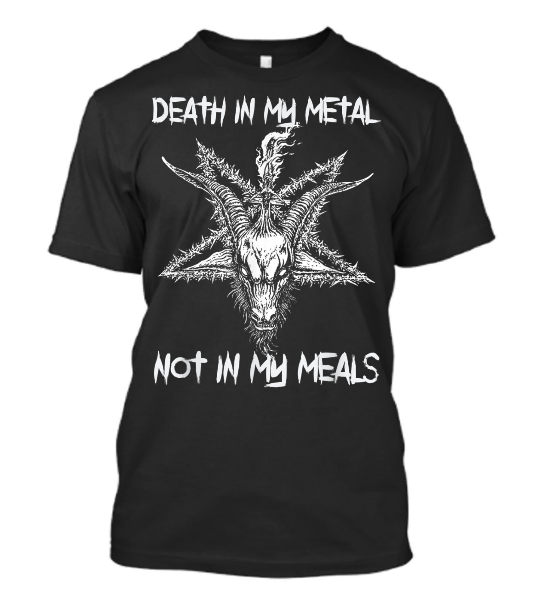 Death In My Metal Not In My Meals Vegan Metal Music Goat Pentagram T-Shirt