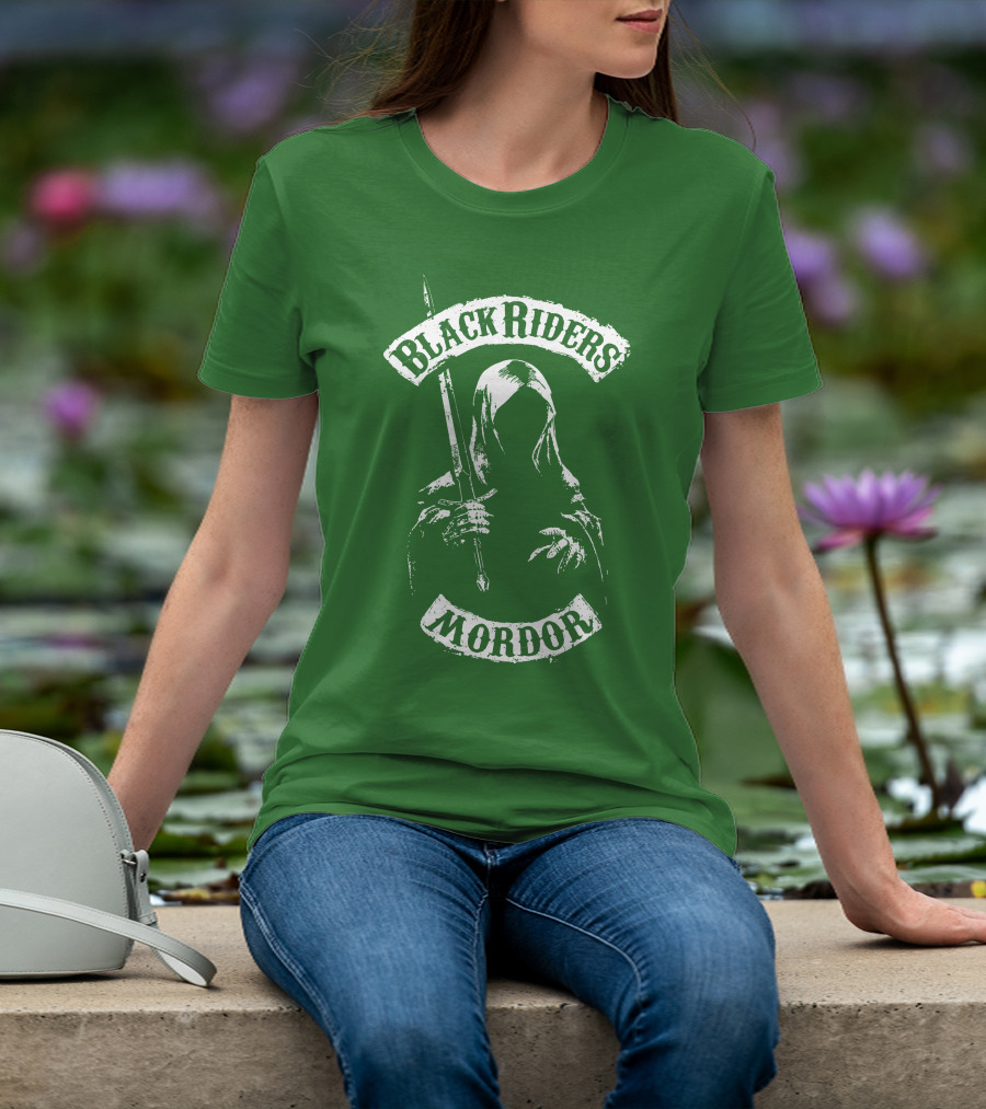 Black Riders Mordor Nazgûl Wraiths Sword Green Background T-Shirt