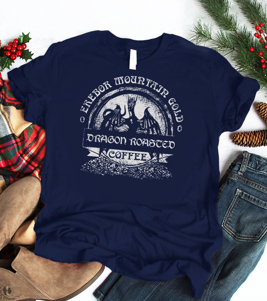 Erebor Mountain Gold Dragon Roasted Coffee T-Shirt