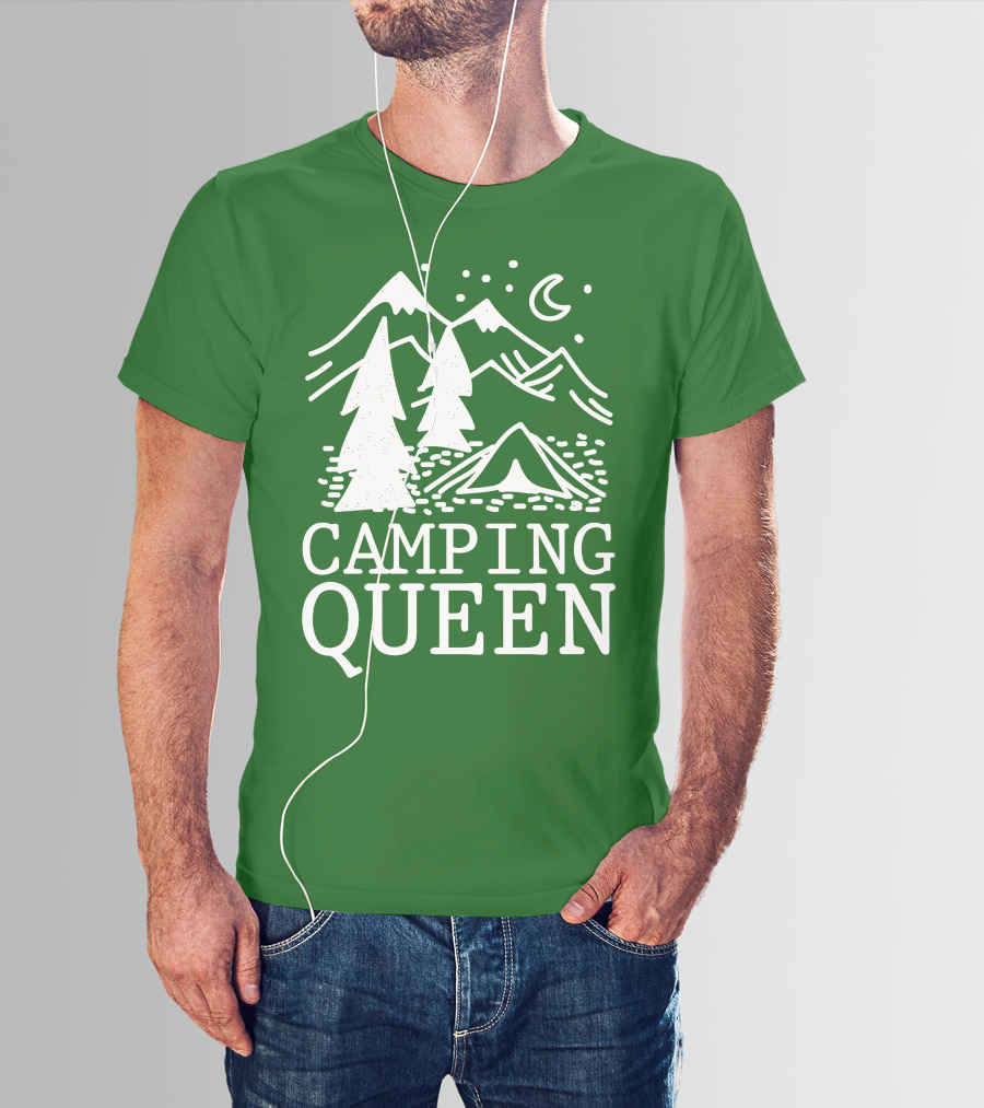 Camping Queen Mountain Tent Moon Forest Adventure T-Shirt
