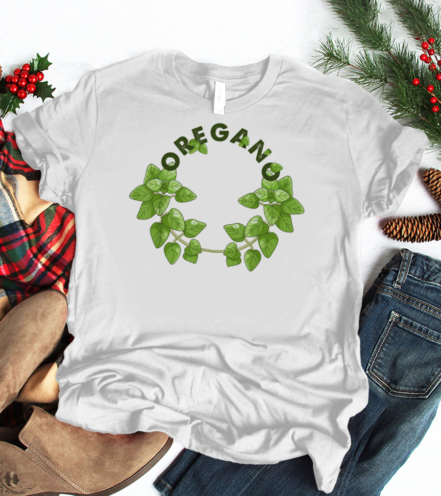Oregano Herb Collectors Green Leaf Wreath T-Shirt