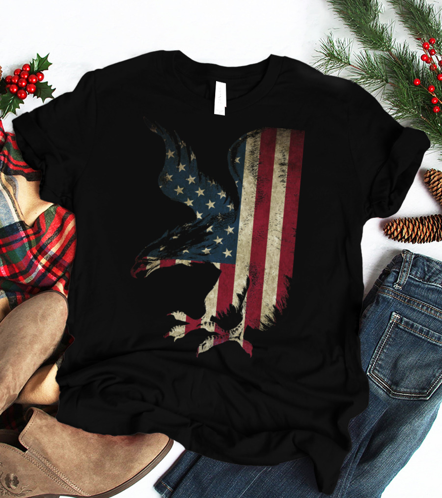 American Patriot Freedom Bald Eagle USA Flag T-Shirt