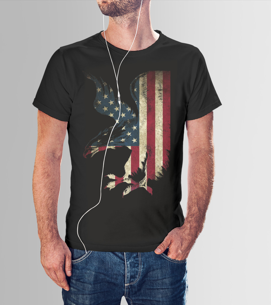 American Patriot Freedom Bald Eagle USA Flag T-Shirt