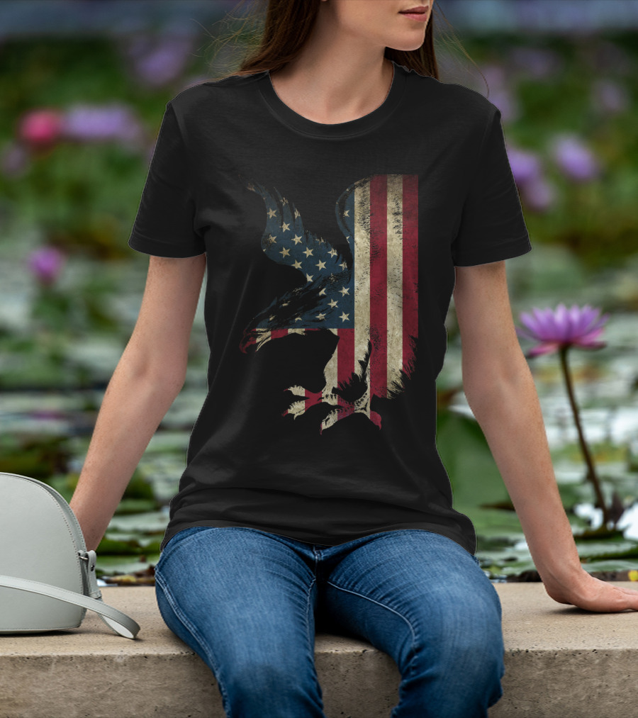 American Patriot Freedom Bald Eagle USA Flag T-Shirt