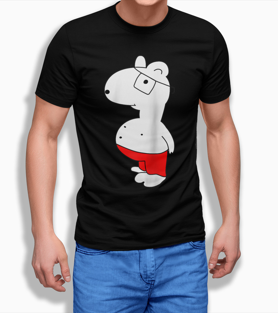 Marcuskun Bear Character With Glasses And Red Shorts T-Shirt