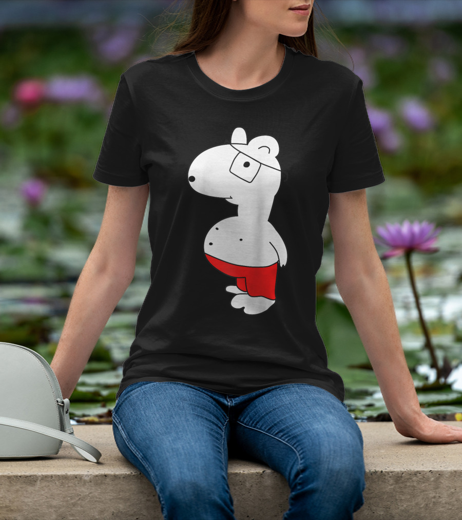 Marcuskun Bear Character With Glasses And Red Shorts T-Shirt