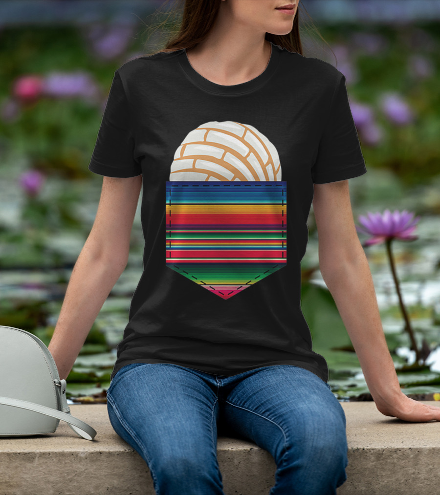 Colorful Serape Pocket White Concha T-Shirt