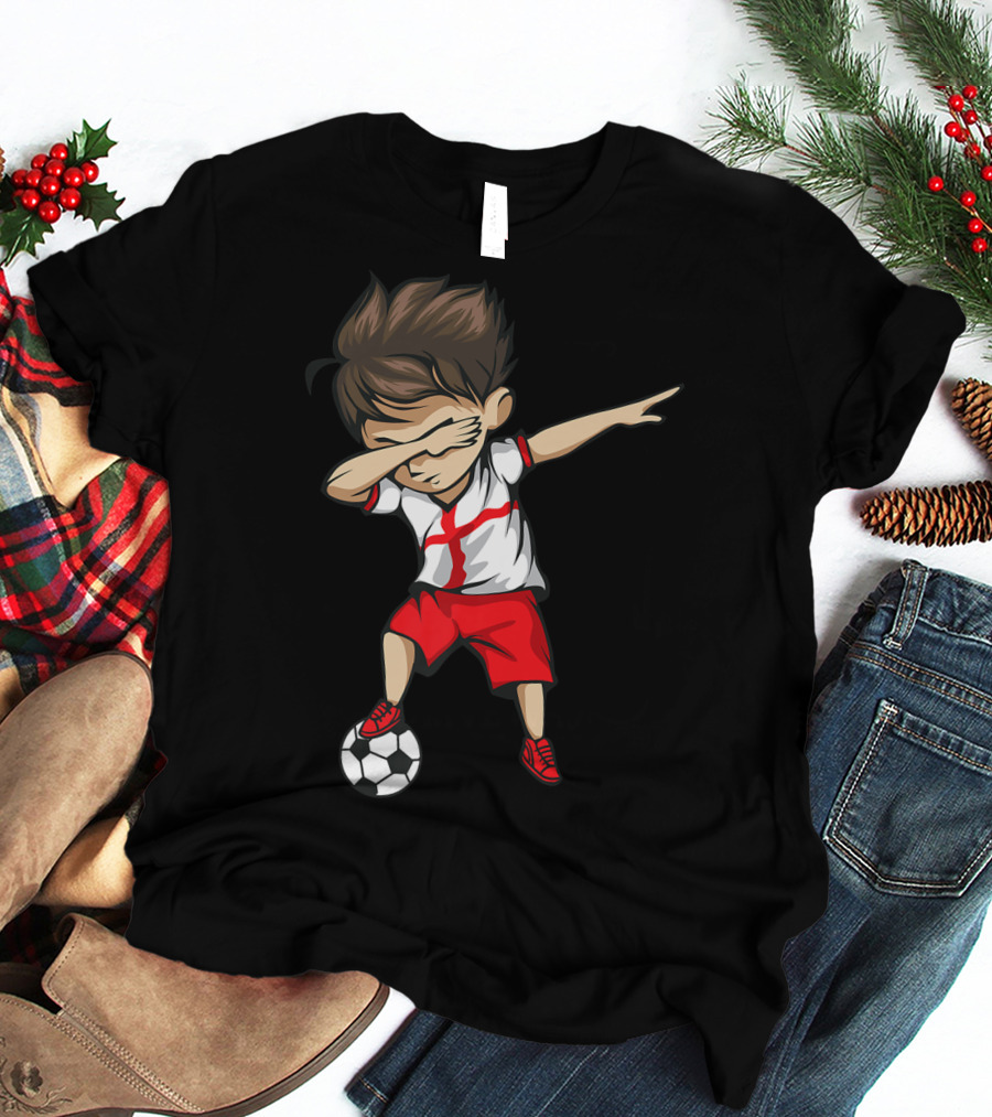 Dabbing Soccer Boy England Jersey English Football T-Shirt