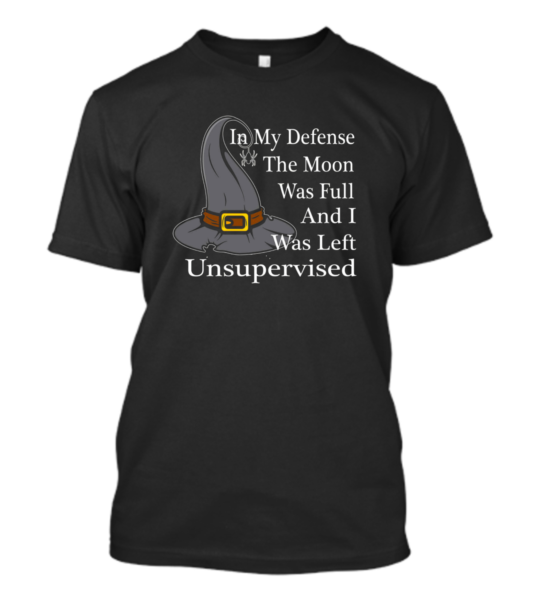 In My Defense Wiccan Witch Full Moon Unsupervised Hat And Spider T-Shirt