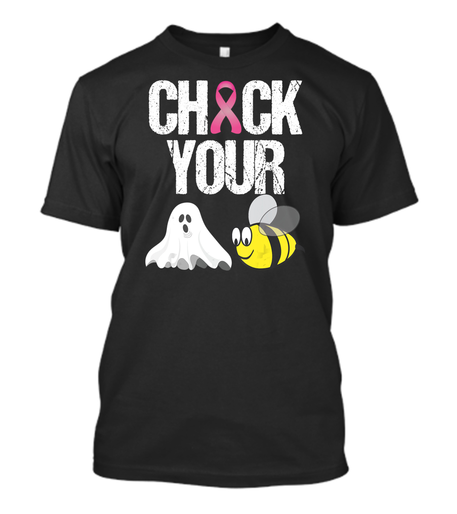 Check Your Boo Bees Funny Breast Cancer Awareness Ghost Bee Pink T-Shirt