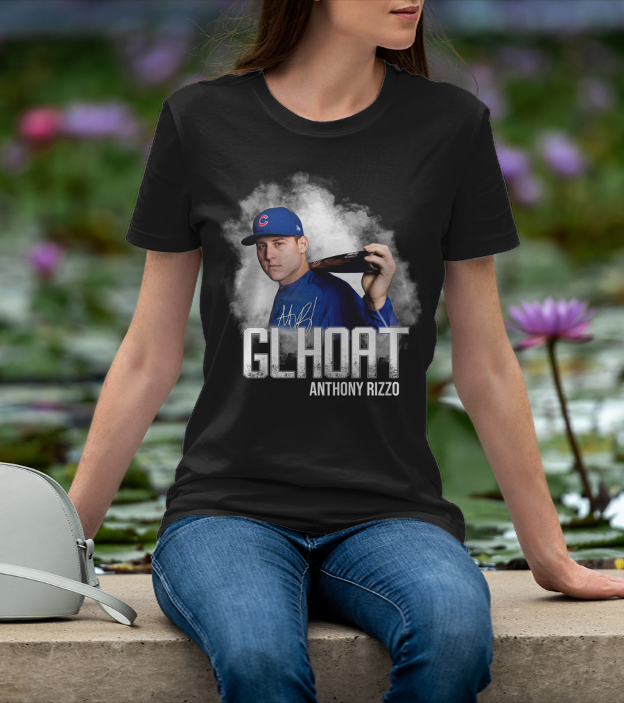 Chicago Cubs Glhoat Anthony Rizzo Signature Blue Smoke Background T-Shirt