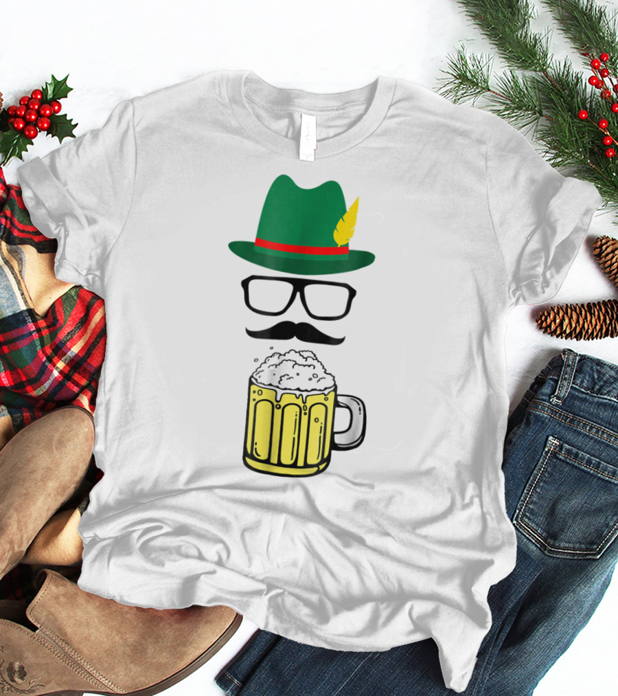 Oktoberfest Funny German Bavarian Bier Beer Prost Hat Glasses Mustache Beer Mug T-Shirt