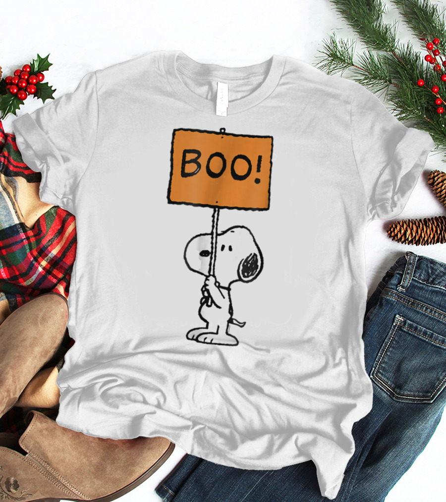 Snoopy Halloween Boo Peanuts Sign T-Shirt