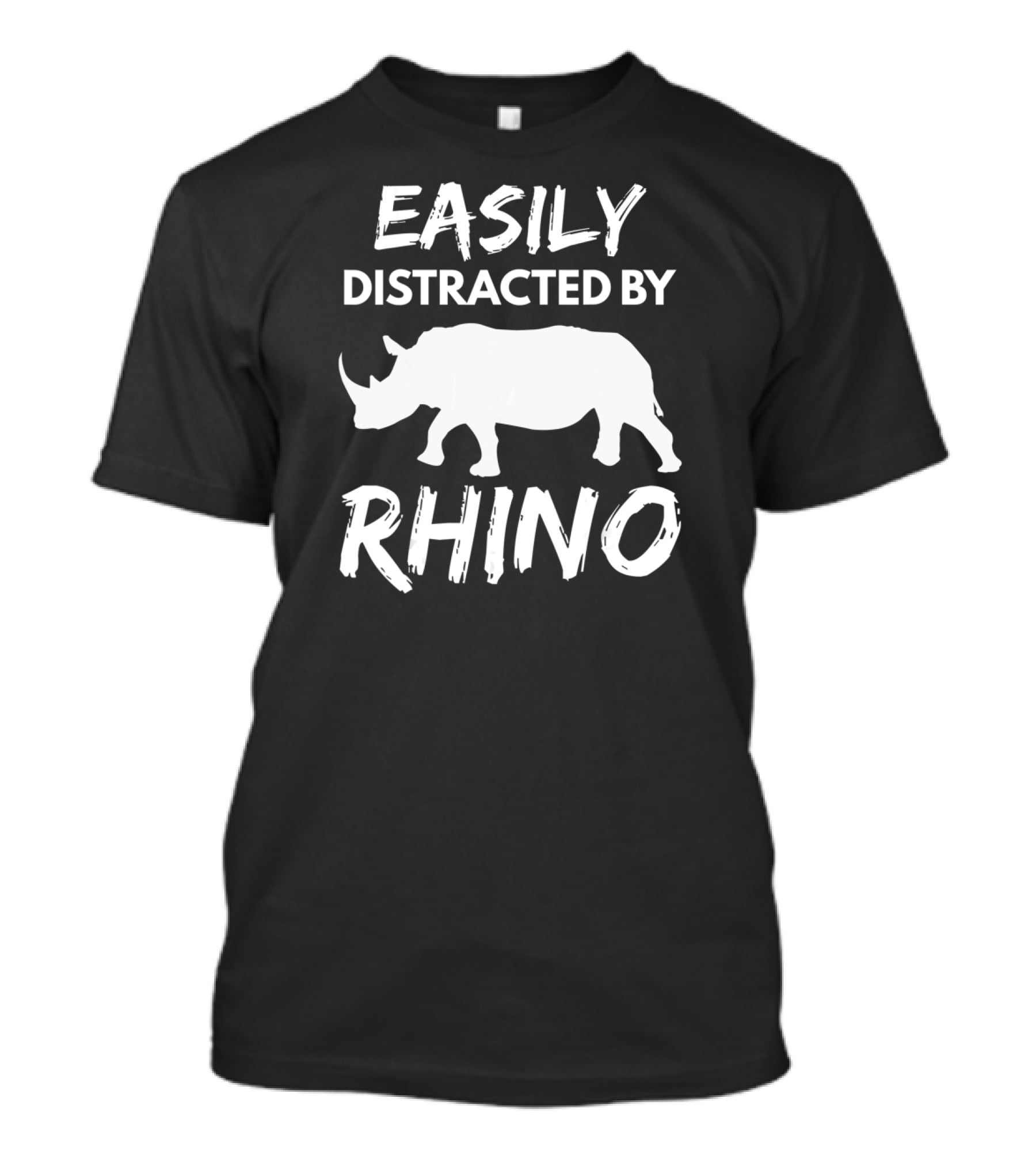 Easily Distracted By Rhino Funny Animal Lover T-Shirt