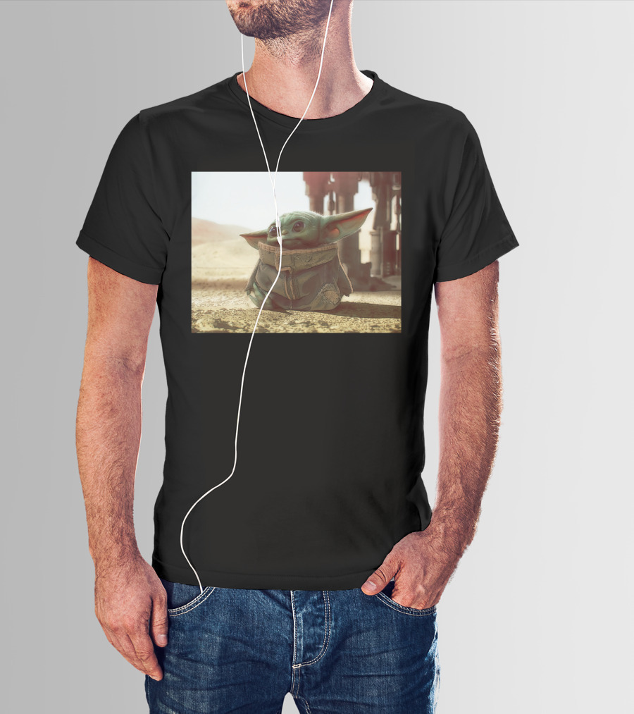 The Child Square Mandalorian Baby Yoda On Tatooine Desert T-Shirt