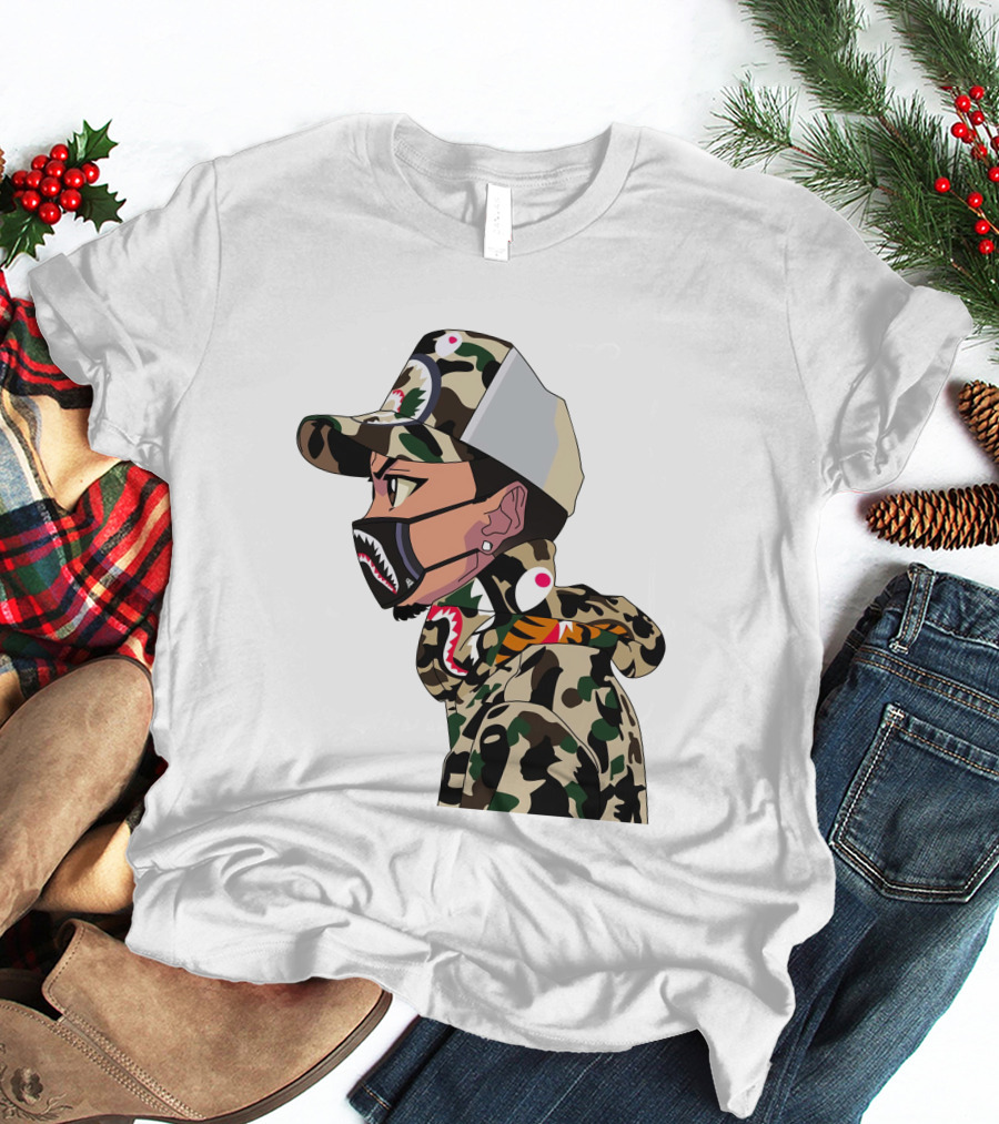 The Boondocks GT Camo Shark Face Mask Hat Hoodie Anime T-Shirt