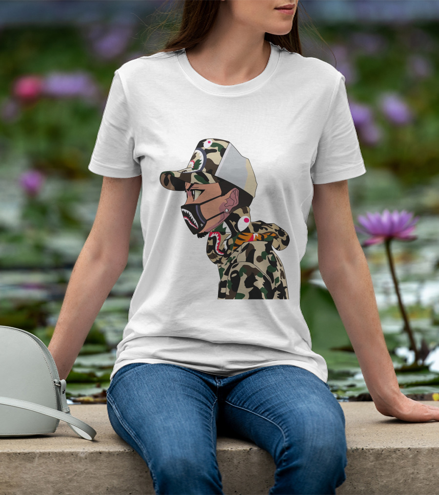 The Boondocks GT Camo Shark Face Mask Hat Hoodie Anime T-Shirt