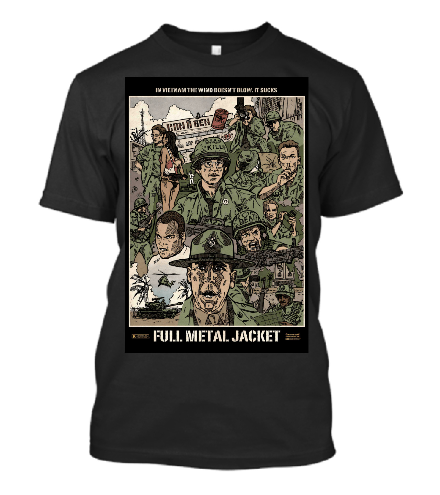 Full Metal Jacket Stanley Kubrick Vietnam Imagery 1987 In Vietnam The Wind Doesn't Blow, It Sucks T-Shirt