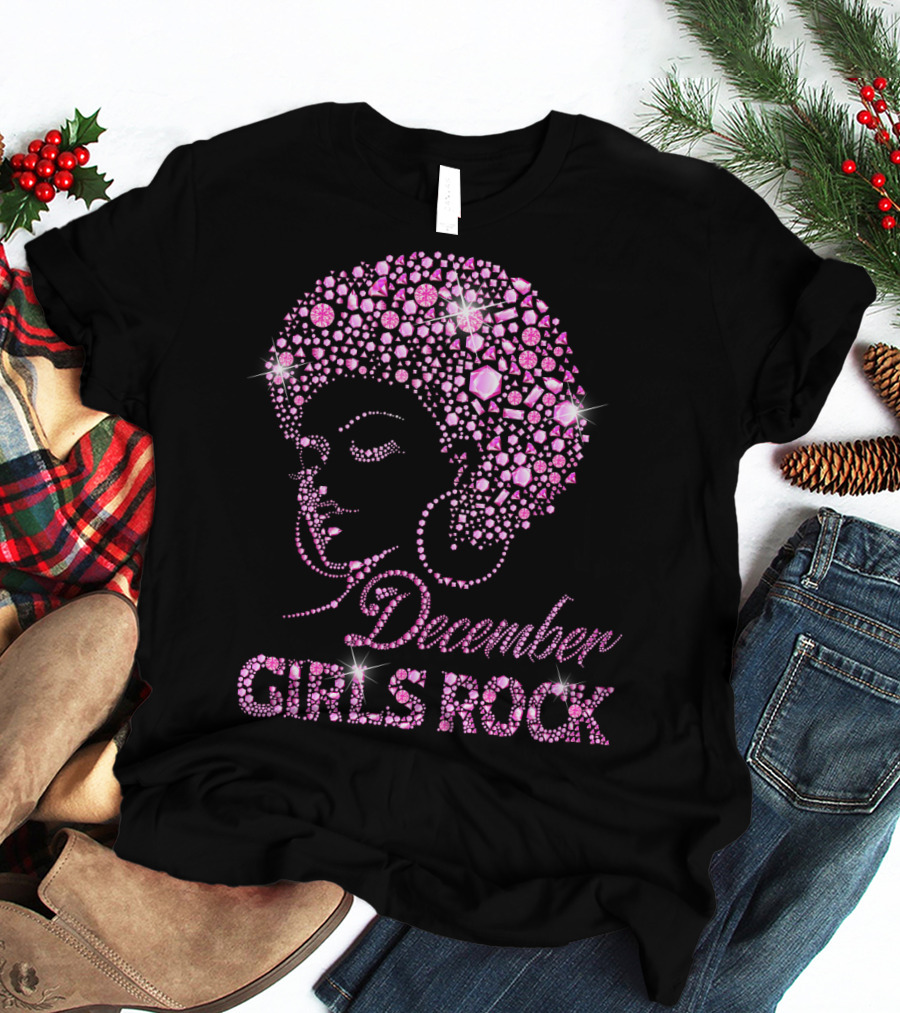 December Girls Rock Pink Rhinestone Afro T-Shirt