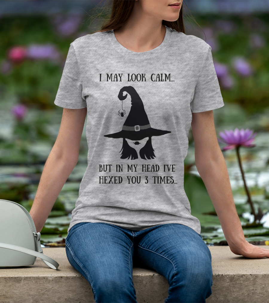 I May Look Calm But In My Head I've Hexed You 3 Times Witch Hat And Spider T-Shirt