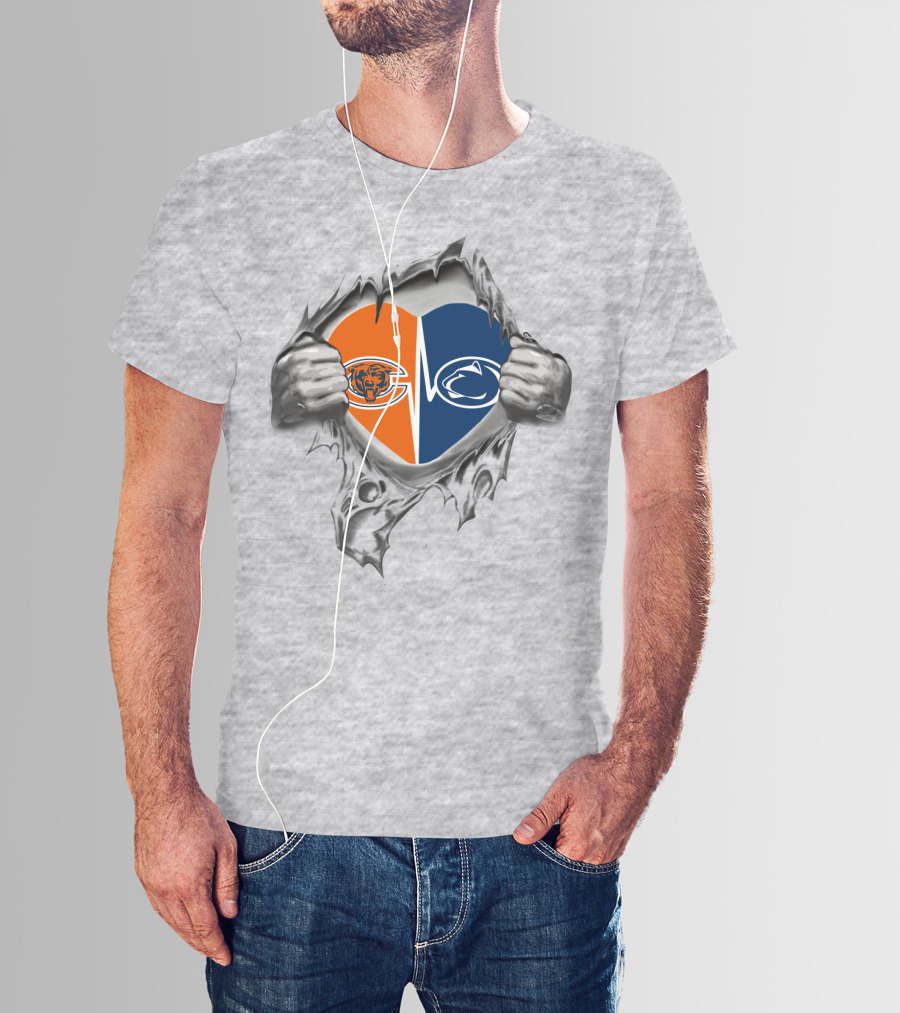Bears Penn State Heart With Chicago And Nittany Lions T-Shirt