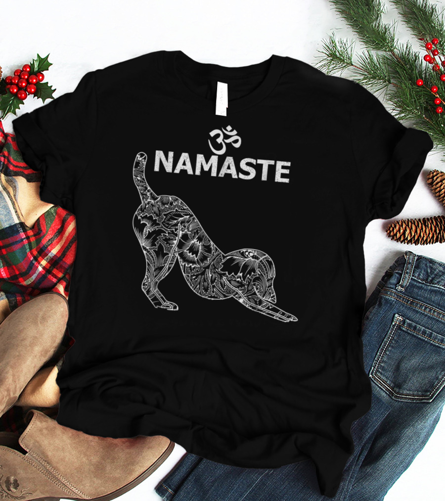 Namaste Om Dog Yoga Funny Namaste Om T-Shirt
