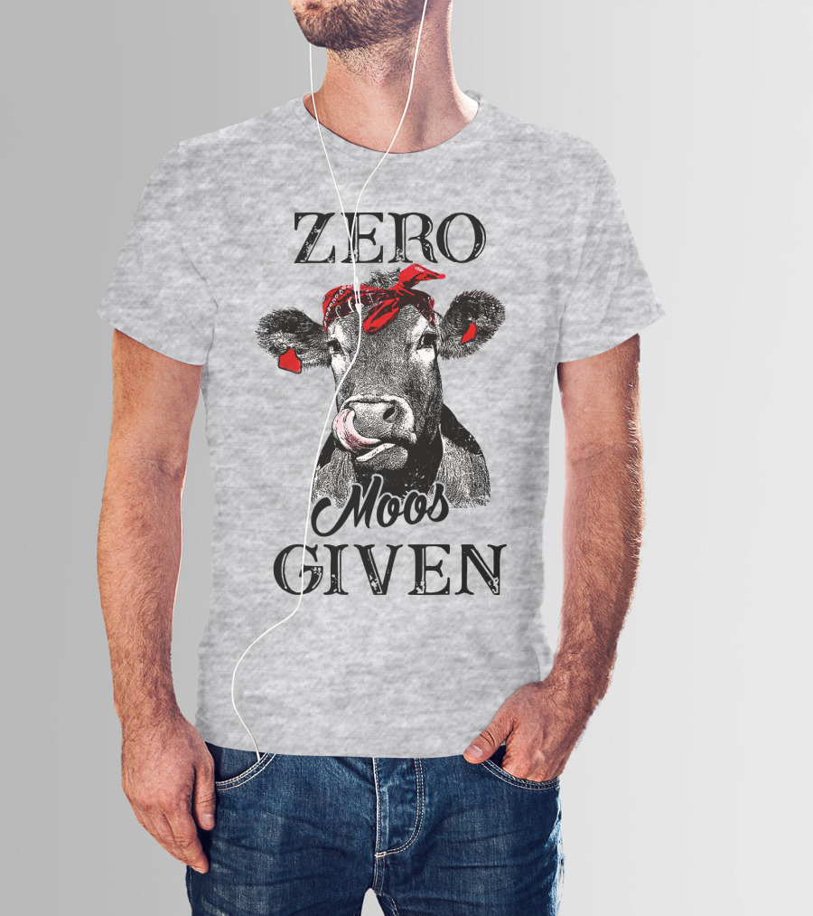 Zero Moos Given Cow Bandana Red Ear Tag T-Shirt