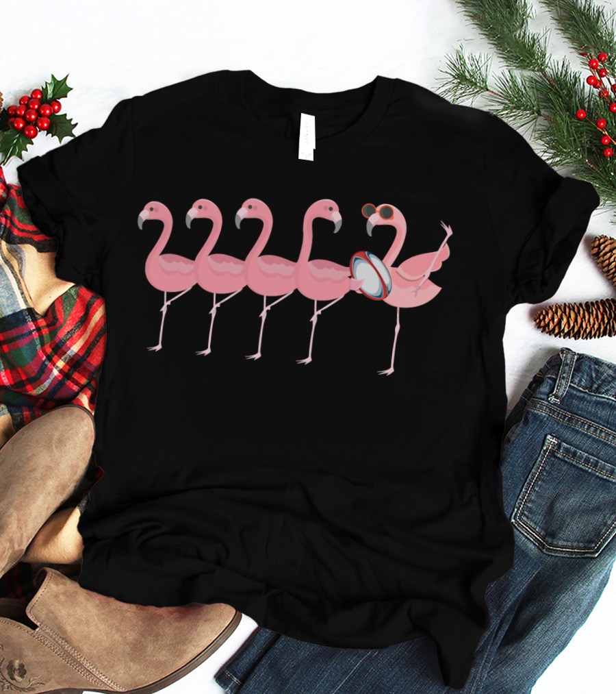 Rugby Flamingo Sunglasses Team Formation T-Shirt